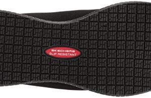 Skechers for Work Women's Squad SR Food Service Shoe, black flat knit, 5.5 M US