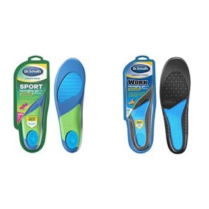 Dr. Scholl’s Sport Insoles Superior Shock Absorption and Arch Support (for Men's 8-4, Also Available for Women's 6-0), 1 Pair & Work Massaging Gel Advanced Insoles for Men Shoe Inserts