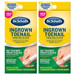 dr. scholl’s ingrown toenail pain reliever, 1 kit, (w/ gel, 12 retainer rings & 12 protection bandages) (pack of 2)
