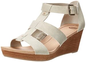 dr. scholl’s shoes womens barton wedge sandal, grey snake, 8 us