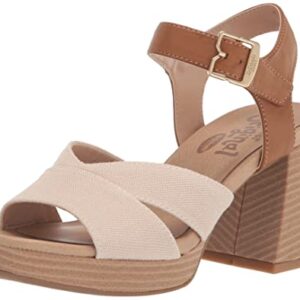 Dr. Scholl's Shoes Women's Mariah Block Heel Sandal Heeled, Light Brown Smooth/Fabric, 6