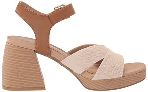 Dr. Scholl's Shoes Women's Mariah Block Heel Sandal Heeled, Light Brown Smooth/Fabric, 6