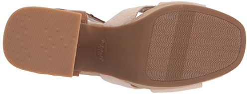 Dr. Scholl's Shoes Women's Mariah Block Heel Sandal Heeled, Light Brown Smooth/Fabric, 6