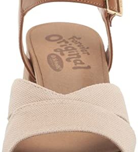 Dr. Scholl's Shoes Women's Mariah Block Heel Sandal Heeled, Light Brown Smooth/Fabric, 6