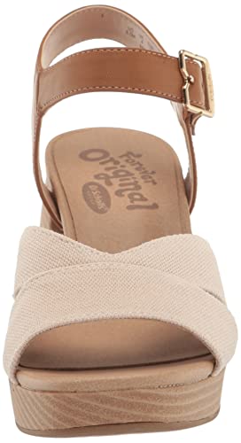 Dr. Scholl's Shoes Women's Mariah Block Heel Sandal Heeled, Light Brown Smooth/Fabric, 6