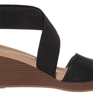 Dr. Scholl's Shoes Women's Barton Band Wedge Sandal, Black Smooth, 9