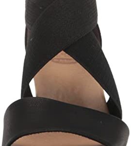 Dr. Scholl's Shoes Women's Barton Band Wedge Sandal, Black Smooth, 9