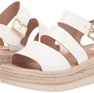 Dr. Scholl's Shoes Women's Once Twice Espadrille Wedge Sandal, White, 8