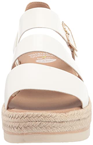 Dr. Scholl's Shoes Women's Once Twice Espadrille Wedge Sandal, White, 8