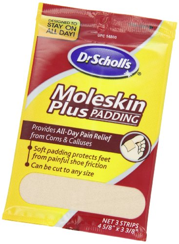 Dr. Scholl's Moleskin Plus 4 5/8-Inch X 3 3/8 Inch Padding, 3-Count Packages (Pack of 8)