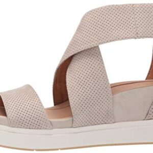 Dr. Scholl's Shoes Women's Sheena Wedge Sandal, Oyster Microfiber Perforated, 9.5 US