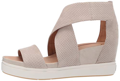 Dr. Scholl's Shoes Women's Sheena Wedge Sandal, Oyster Microfiber Perforated, 9.5 US