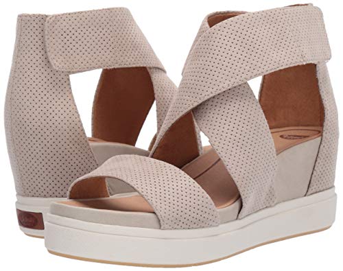 Dr. Scholl's Shoes Women's Sheena Wedge Sandal, Oyster Microfiber Perforated, 9.5 US