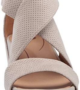 Dr. Scholl's Shoes Women's Sheena Wedge Sandal, Oyster Microfiber Perforated, 9.5 US