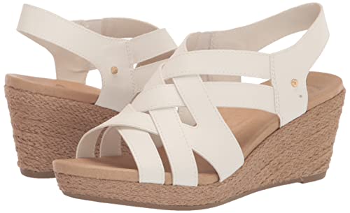 Dr. Scholl's Shoes Women's Everlasting Espadrille Wedge Sandal, White Smooth, 7