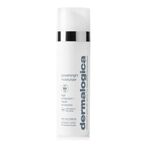 dermalogica powerbright moisturizer spf 50 facial sunscreen shields skin against dark spots with niacinamide & hyaluronic acid, 1.7 fl oz