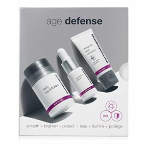 dermalogica age defense kit – set contains: face scrub, vitamin c serum, and face sunscreen – smoothes, firms, and guards against skin aging