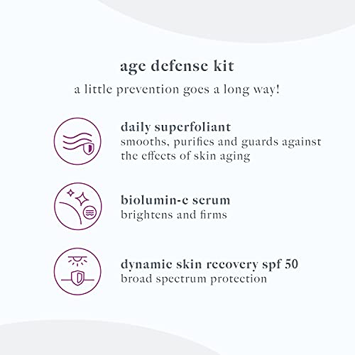 Dermalogica Age Defense Kit - Set Contains: Face Scrub, Vitamin C Serum, and Face Sunscreen - Smoothes, Firms, and Guards Against Skin Aging