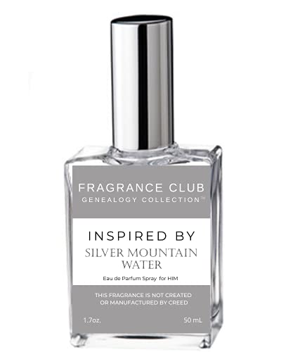 Fragrance Club Genealogy Collection Inspired by Silver Mountain Water for Him, 1.7 oz. EDP, Mens fragrance with Bergamot, Sandalwood, Musk is comparable to Silver Mountain Water by Creed.