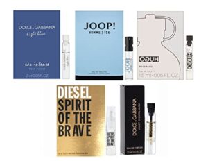bellacollection men’s cologne sampler set – designer perfume sample lot x 5 cologne vials