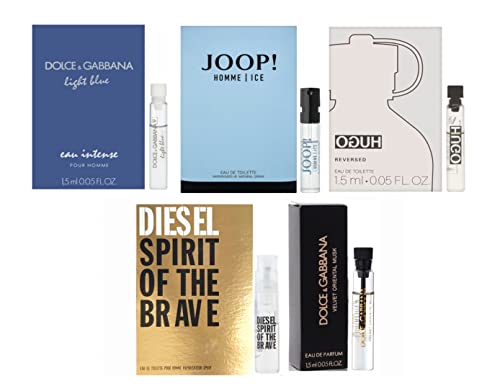 Bellacollection Men's cologne sampler set - Designer perfume sample Lot x 5 Cologne Vials