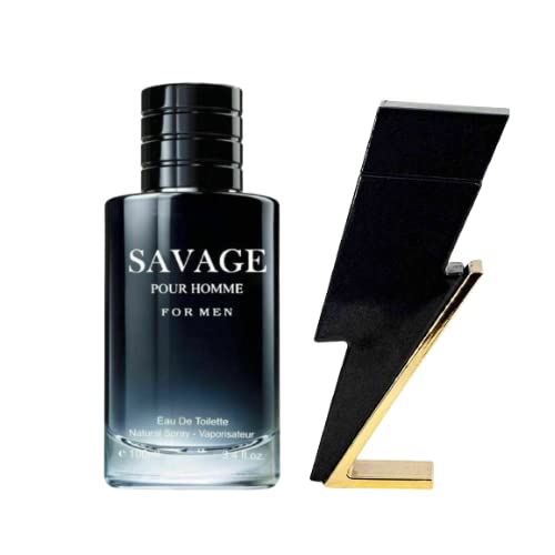 INSPIRE SCENTS Savage Pour Homme & Cool Boy Cologne Combo Set, Eau De Toilette Natural Spray Fragrance for Men, Wonderful Gift, Masculine Scent for All Skin Types, 3.4 Fl Oz Each (Pack of 2)