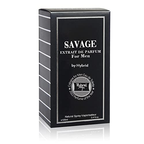 Hybrid & Company Savage Extrait for Men Eau De Toilette Natural Spray Masculine Scent, 3.4 Fl Oz