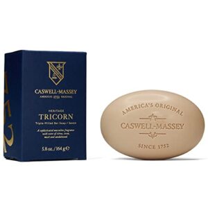 caswell-massey triple milled heritage tricorn bar soap, scented & moisturizing bath soap for men & women, made in the usa, 5.8 oz