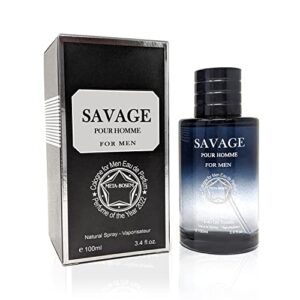 meta-bosem savage extrait de parfum natural spray cologne for men, wonderful fragrance gift, masculine scent, for all skin types, 3.4 fluid ounce/100 ml