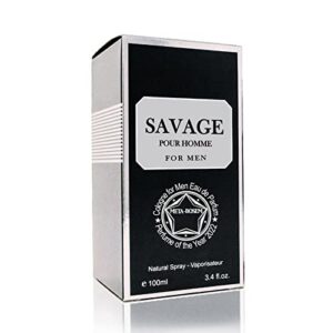 META-BOSEM Savage Extrait De Parfum Natural Spray Cologne for Men, Wonderful Fragrance Gift, Masculine Scent, for all Skin Types, 3.4 Fluid Ounce/100 Ml