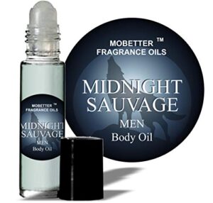 mobetter fragrance oils midnight sauvage men cologne body oil 1/3 oz roll on glass bottle