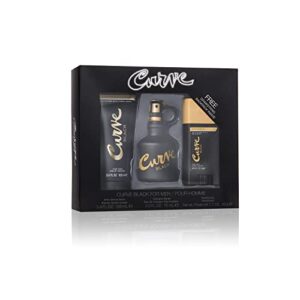 men’s cologne fragrance set by curve, body wash, cologne spray & deodorant, casual day or night scent, curve black, 3 piece set