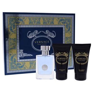 versace pour homme for men – 3 pc gift set 1.7oz edt spray, 1.7oz hair & body shampoo, 1.7oz after shave balm
