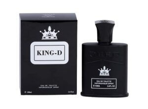 king-d black cologne for men (inspired by creed) 3.4oz/100ml, natural spray, long lasting,