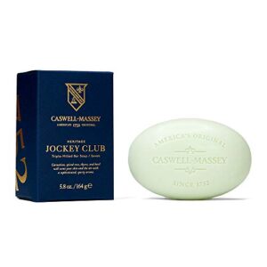 caswell-massey heritage jockey club single soap bar, scented & moisturizing bath soap for men & women, made in the usa, 5.8 oz