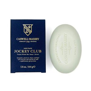 Caswell-Massey Heritage Jockey Club Single Soap Bar, Scented & Moisturizing Bath Soap For Men & Women, Made In The USA, 5.8 Oz