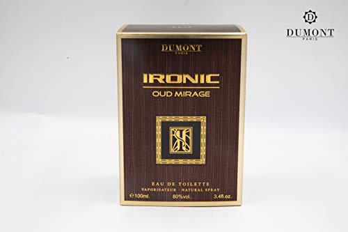 Dumont Ironic Oud Mirage Pour Homme (3.4 Fl. Oz) Eau De Perfum – Perfume Body Spray for Men, Boys, Him - Long Lasting Cologne with Tobacco, Leather, Grapefruit, Woodsy Masculine Scent