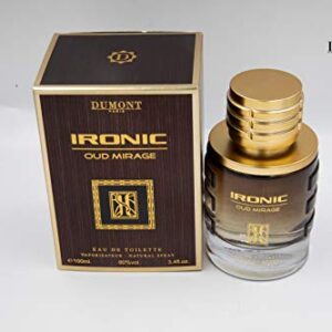 Dumont Ironic Oud Mirage Pour Homme (3.4 Fl. Oz) Eau De Perfum – Perfume Body Spray for Men, Boys, Him - Long Lasting Cologne with Tobacco, Leather, Grapefruit, Woodsy Masculine Scent