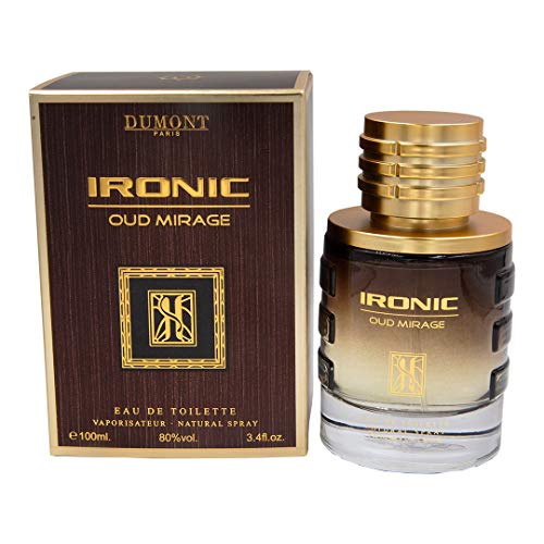 Dumont Ironic Oud Mirage Pour Homme (3.4 Fl. Oz) Eau De Perfum – Perfume Body Spray for Men, Boys, Him - Long Lasting Cologne with Tobacco, Leather, Grapefruit, Woodsy Masculine Scent