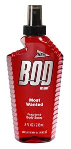 bod man most wanted fragrance body spray for men, 8 ounce