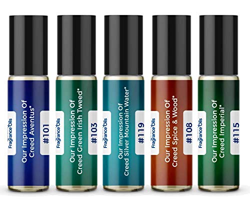 Men's Top 5 Niche Cologne Impressions #1 (Generic Versions of Niche Designer Fragrance) Sampler Gift Set of 5 10.35ml Roll-ons