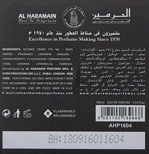 Al Haramain L'Aventure Eau de Parfum, 3.33 Ounce (100 ml) - For Creed Aventus Lovers, Black