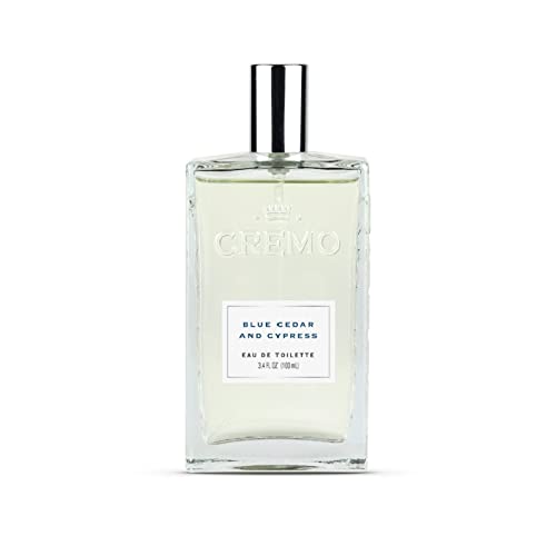 Cremo Blue Cedar & Cypress Cologne Spray, A Woodsy Scent with Notes of Lemon Leaf, Cypress and Cedar, 3.4 Fl Oz