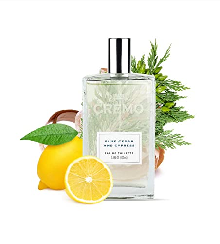 Cremo Blue Cedar & Cypress Cologne Spray, A Woodsy Scent with Notes of Lemon Leaf, Cypress and Cedar, 3.4 Fl Oz