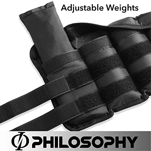 Philosophy Gym 10 LB Adjustable Ankle Wrist Weights Pair, Arm Leg Weight Straps Set, 5 LB each with Removable Weights