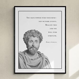 maxfoundry marcus aurelius portrait & quote art print, philosophy gift for stoic, motivational gift words of wisdom, positive affirmation, stoicism art 8×10 / 20×25 cm