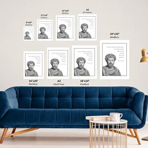 MAXFOUNDRY Marcus Aurelius Portrait & Quote Art Print, Philosophy Gift for Stoic, Motivational Gift Words of Wisdom, Positive Affirmation, Stoicism Art 8x10 / 20x25 cm