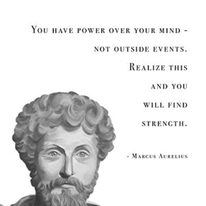 MAXFOUNDRY Marcus Aurelius Portrait & Quote Art Print, Philosophy Gift for Stoic, Motivational Gift Words of Wisdom, Positive Affirmation, Stoicism Art 8x10 / 20x25 cm