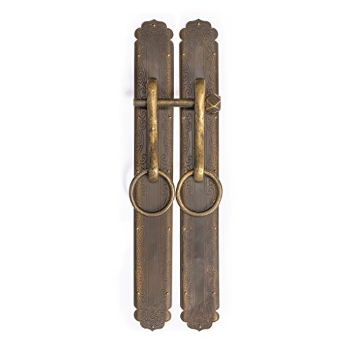 Hardware Philosophy Double Stitch Brass Cabinet Strip Hardware Backplate Pulls Set 16"