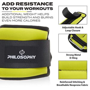 Philosophy Gym Adjustable Ankle/Wrist Weights, Set of 2 - 3 lb Each, 6 lb Total for Strength Training and Fitness